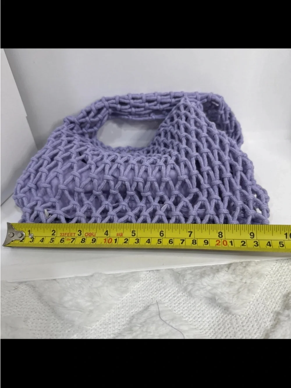 Neiman Marcus Lavender Crochet Net Bag - Picture 4 of 7